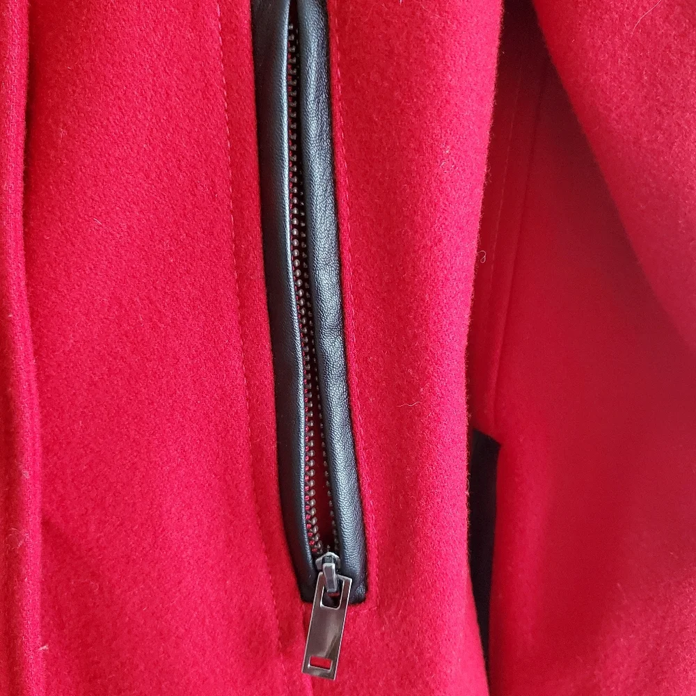 Black Rivet Women's Wool‎ Blend Button Up Peacoat in Red Size S - Picture 4 of 7